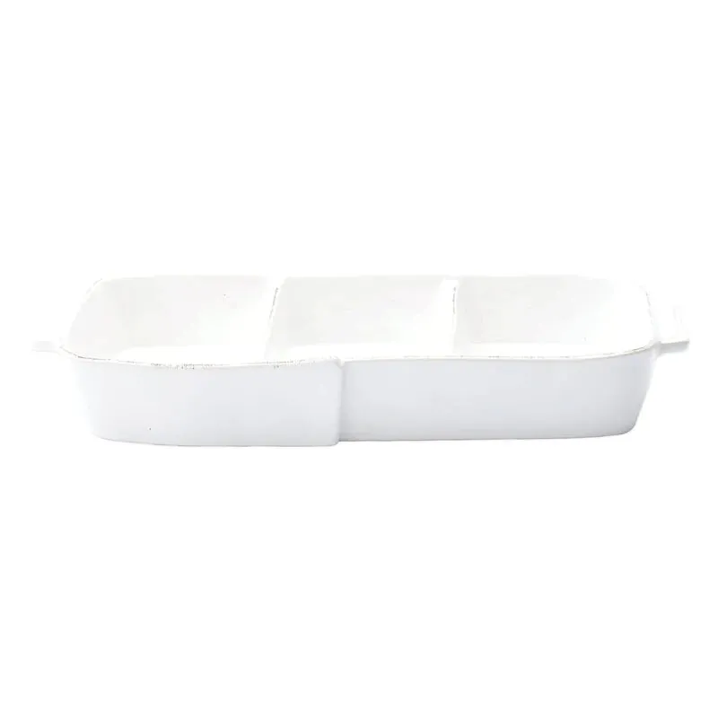 Vietri Lastra Melamine Three Part Server - White