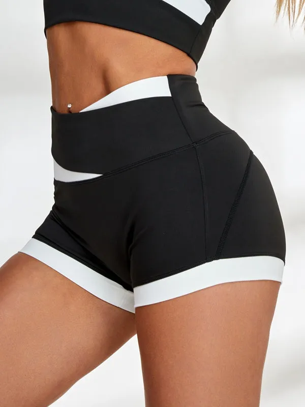 ZASUWA Female Contrast Color Hip-lift Spandex Gym Booty Shorts